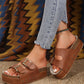 Chestnut Dual Buckle Studded Platform Sandal Slippers