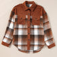 Cinnamon Plaid Corduroy Patchwork Chest Pocket Shacket