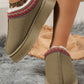 Sage Green Contrast Print Suede Plush Lined Snow Boots