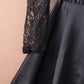 Black Long Sleeve Lace High Low Satin Prom Dress