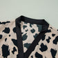 Khaki Cheetah Contrast Trim Loose Fit Two Piece Sleepwear