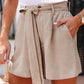 Parchment Tie Waist Casual Linen Shorts