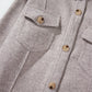 Light Grey Turn Down Collar Flap Pockets Buttoned Shacket