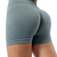 Sky Blue Textured Butt Lifting High Waist Yoga Shorts