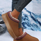 Chestnut Contrast Print Suede Plush Lined Snow Boots