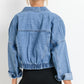 Sky Blue Medium Wash Chunky Cropped Denim Jacket