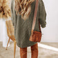 Mist Green Cable Knit Drop Shoulder Loose Fit Sweater Dress