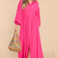 Rose Bubble Sleeve Shirt Maxi Dress