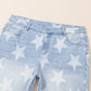 Beau Blue High Waist Star Pattern Plus Size Jeans