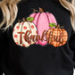 Black Pumpkin Thankful Drop Shoulder Thanksgiving Pullover Sweatshirt