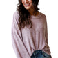 Orchid Petal Exposed Seam Drop Shoulder Wide Long Sleeve T Shirt