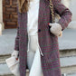 Pink Plaid Lapel Collar One Button Midi Coat