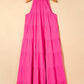 Rose Red High Frilled Neck Tiered Sleeveless Maxi Dress