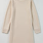 Apricot Solid Color Textured Long Sleeve Shift Dress