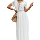 White V Neck High Waist Lace Maxi Dress