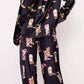 Black Western Cowgirl Boots Printed Satin Long Pajama Set