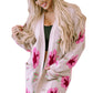 Floral Print Pocketed Open Front Cardigan