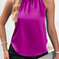 Bright Pink Halter Neck Keyhole Back Satin Vest