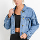 Sky Blue Medium Wash Chunky Cropped Denim Jacket