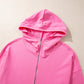 Bonbon Solid Kangaroo Pocket Half Zipper Oversized Hoodie