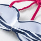 Blue Halter Bandeau Striped Bikini