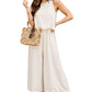 Apricot Sleeveless Ankle Length Wide Leg Jumpsuit