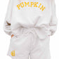 White PUMPKIN Flocking Graphic Pullover Sweatshirt and Shorts Set