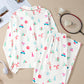 White Christmas Print Lapel Shirt and Pants Sleepwear