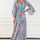 Paisley Printed Ruffle Trim Elegant Maxi Dress