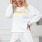 White PUMPKIN Flocking Graphic Pullover Sweatshirt and Shorts Set