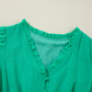 Sea Green Frilly V Neck Puff Sleeve Drawstring Shift Mini Dress