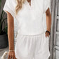 White Eyelet Patterned Textured Shorts Set