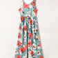 Sky Blue Boho Print Sleeveless High Waist Long Floral Dress