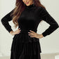 Black Velvet High Neck Tiered Ruffle Mini Dress