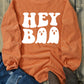 Orange Halloween Hey Boo Ghost Print Loose Sweatshirt