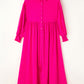 Rose Bubble Sleeve Shirt Maxi Dress