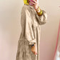 Apricot Metallic Sheen Puff Sleeve Button Up Mini Shirt Dress