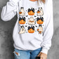 Beige Halloween Ghost Pumpkin Print Crew Neck Sweatshirt