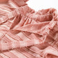 Coral Paradise Stripes Textured Ruffle Sleeve Blouse