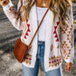 White Aztec Pattern Open Knitted Cardigan