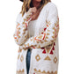 White Aztec Pattern Open Knitted Cardigan