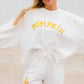 White PUMPKIN Flocking Graphic Pullover Sweatshirt and Shorts Set