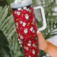 Fiery Red Christmas Print Handled Stainless Steel Tumblers 40oz