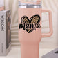 Pink mama Leopard Heart Shape Stainless Steel Insulate Cup 40oz