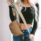 Camel Colorblock Strap Chain Shoulder Bag With Coin Purse