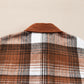 Cinnamon Plaid Corduroy Patchwork Chest Pocket Shacket