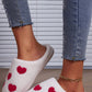 White Valentines Day Hearts Print Plush House Slippers