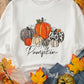 Beige Rhinestone Pumpkin Graphic Crewneck Thanksgiving Sweatshirt