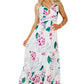 White Floral Twist Cutout Adjustable Straps Maxi Dress