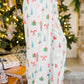 White Christmas Print Lapel Shirt and Pants Sleepwear